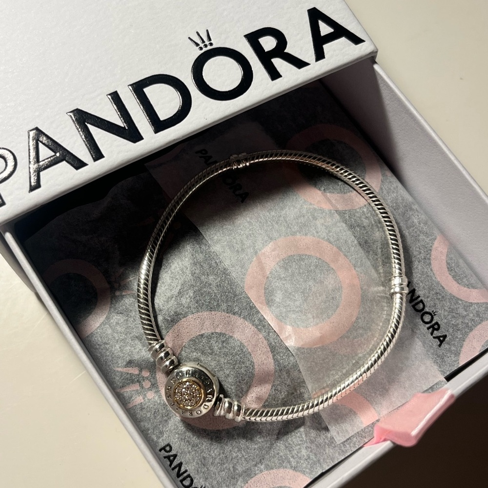 Pandora Moments Logo Clasp Snake Chain Bracelet